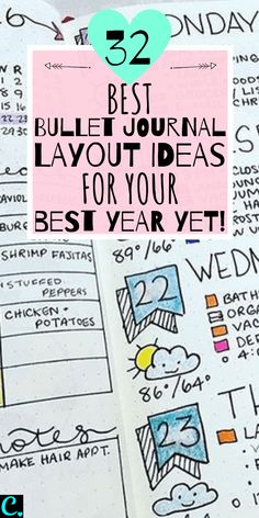 32 Best Bullet Journal Layout Ideas For Your Best Year Yet! Bullet journal inspiration isn't exactly difficult to come by but there are some genius layouts to keep track of everything and help you live your best life! Click to Read #captivatingcrazy Mom Journaling, Covers For Journals, Bullet Journal Layout Ideas, Journal Layout Ideas, Bullet Journal Lists