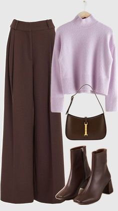 Brown Trousers Outfit, Modest Street Fashion, Stylish Outfits Casual, Modest Casual Outfits, Trousers Outfit, Brown Trousers, Design Moda, Winter Fashion Outfits Casual, Fashion Top Outfits