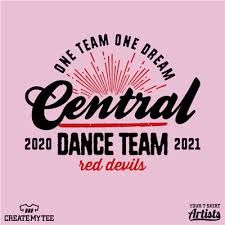 the logo for central dance team 2021 red devil's one team one dream contest