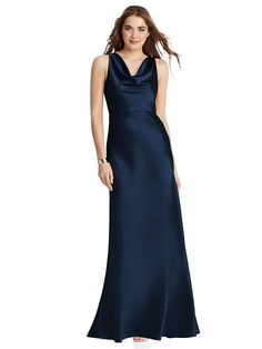 Cowl-Neck Maxi Tank Dress - Nova | The Dessy Group Satin Cowl Neck Maxi Dress For Formal Occasions, Satin Maxi Dress With Cowl Neck For Formal Events, Formal Satin Maxi Dress With Cowl Neck, Chic Satin Maxi Dress With Cowl Neck, Satin Maxi Dress With Cowl Neck, Satin Pre-draped Maxi Dress With Cowl Back, Silk Cowl Neck Fitted Maxi Dress, Fitted Silk Maxi Dress With Cowl Neck, Pre-draped Sleeveless Maxi Dress With Satin Finish