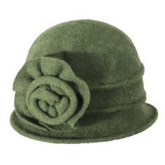 PRICES MAY VARY. 100% wool vintage winter hat, highly resilient, soft to the touch, providing head comfort and warm in cold weather. Inspired by the 1920s vintage cloche hat for women, decorated with a stitched (NOT glued) flower accent, more elegant and feminine look, go well with your dressy clothes. Can be stuffed into your handbag or suitcase easily, when needed it can regain its shape to wear. For easy travel or moving between events. This classy wool bucket hat is perfect for formal occasi Vintage Winter Hat, Winter Flapper Style Cloche Hat, Winter Flapper Style Brimmed Cloche Hat, Green Cloche Hat For Winter, Vintage Wool Cloche Hat For Winter, 1920s Vintage Dresses, Cappello Cloche, 1920s Hats, Wool Bucket Hat