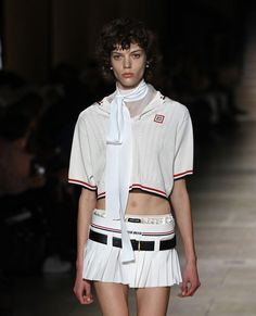 Miumiu Runway, Tennis Core, Tennis Magazine, Sport Editorial, Mini Tennis Skirt, Mini Skirt Style, Tennis Style, Tennis Fashion, Cycling Fashion