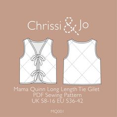 the front and back of a vest sewing pattern for a women's top with an attached