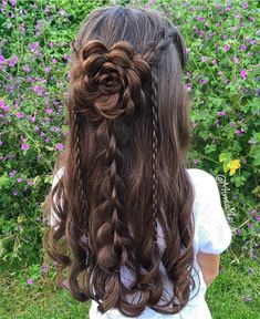 Braided Rose Hairstyle, Flower Braids, Braided Hairstyles For Wedding, Rose Hair, Braids For Long Hair, Box Braids Hairstyles, Aesthetic Hair, Hair Designs