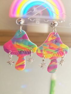 Add some colorful fun to any outfit with these lightweight mushroom earrings! These  earrings are made with polymer clay so they're super lightweight!  A great Birthday gift for your bestfriend or just because gift for yourself!  *do not wear in water  Handmade with high quality hypoallergenic and nickel free findings. Wanna show off your new earrings? We'd love to see you strutting your stuff  with your new  earrings so be sure to tag us with @prairiesunshowers on Instagram/Facebook and TikTok to share the love❤ Thank you for supporting my small business! -Nickie Cheap Fun Festival Earrings, Masc Cottagecore, Gifts For Your Bestfriend, Silly Earrings, Earrings Cottagecore, Witchy Earrings, Cottagecore Earrings, Mushroom Earrings, Insect Jewelry