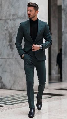 Green Suit Men, Stylish Mens Suits, Blazer Outfits Men, Mens Business Casual Outfits, Herren Style, Formal Men Outfit, Suit Ideas, Wedding Outfit Men, Mens Fashion Blazer