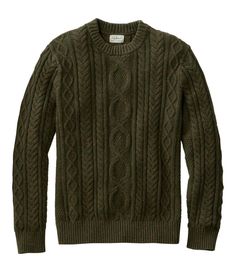 Our softest fisherman's sweater yet, in a richly textured cable-knit style. Made of machine-washable cotton for season-spanning comfort. Traditional Fit: Relaxed through the chest, sleeve and waist. 100% cotton. Some colors feature Donegal flecks; see photos for a closer look. Machine wash, dry flat. Classic crewneck styling. Ribbed trim at neck, cuffs and hem. Imported. | Men's Heritage Soft Cotton Fisherman Sweater, Crewneck Quarter Zip Men, Sweater Outfits Men, Ll Bean Men, Wool Sweater Men, Sweater Vest Mens, Merino Sweater, Mens Henley, Fisherman Sweater, Lined Jeans