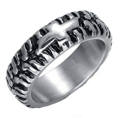 a silver ring with the word hope engraved on it