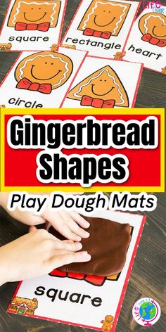 the gingerbread shapes play dough mats with hands and fingers