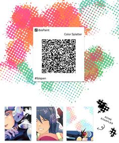 an image of some sort of qr code on a white background with color splashes