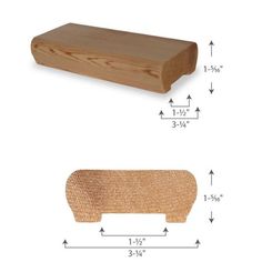 a wooden object is shown with measurements for the top, bottom and bottom part of it