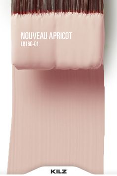 a pink paint brush with the words nouveau apricot on it