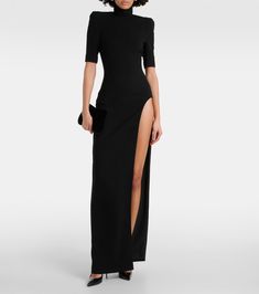 Chic Fitted Maxi Dress With Back Opening, Fitted Floor-length Elastane Dress, Dressy Sheath Dress For Gala, High Neck Gala Dress With Back Opening, Fitted Midi Dress With Back Opening For Evening, Sleek Midi Length Elastane Dresses, Sleek Fitted High Neck Maxi Dress, Gala Mini Dress With Back Zipper, Chic Fitted Elastane Dress