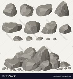 rocks and gravel set on white background