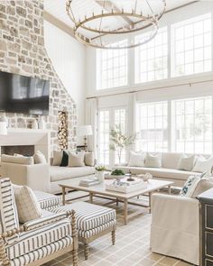 a living room filled with furniture and a flat screen tv mounted on the wall over a fireplace