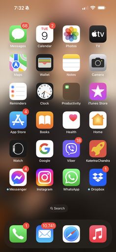 an iphone screen with various icons on it