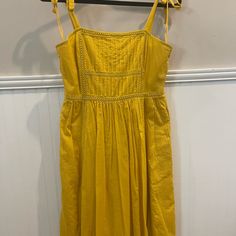 Golden Yellow Dress Nwt Yellow A-line Dress For Day Out, Yellow A-line Midi Dress, Yellow A-line Mini Dress For Brunch, Casual Yellow A-line Dress, Casual Yellow A-line Midi Dress, Mustard Sundress Mini Dress, Yellow Casual Knee-length Sundress, Yellow Knee-length Casual Sundress, Yellow Summer Midi Dress Knee-length