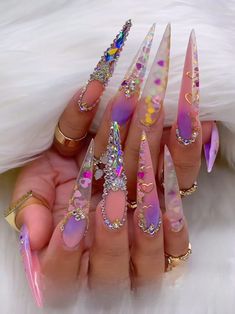 Stiletto Nails Long, Bejeweled Nails, Sparkle Nail Designs, Secret Nails, Luminous Nails, Tapered Square Nails