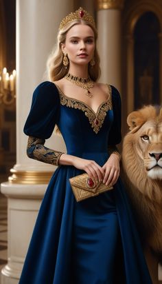 Blue Queen Dress, Blue Medieval Dress, Royal Aesthetic, Queen Dress, Fantasy Gowns, Medieval Dress, Fairy Fashion, Family Fashion, Applique Dress