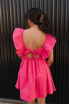 #html-body [data-pb-style=GUKK421]{justify-content:flex-start;display:flex;flex-direction:column;background-position:left top;background-size:cover;background-repeat:no-repeat;background-attachment:scroll} The Stella Hot Pink Ruffle Straps Mini Dress features hot pink light weight fabric, mini length, hot pink lining, two side pockets, a sweetheart neckline, ruffle straps, and an open back with a tie closure. Content & Care • Self: 65% Cotton, 35% Polyester; Lining: 97% Polyester, 3% Spandex • Hand wash cold Size & Fit The model is 5'4" and wearing a small. Bust: Xs 28" / Sm 30" / Med 32" / Lg 34" Length: Xs 30" / Sm 31" / Med 32" / Lg 33" Travel Dress, Top Background, Cover Background, Pink Ruffle, Jumpsuit Shorts Rompers, Hair Fragrance, Vacation Dresses, Maxi Dresses Casual, Pink Light