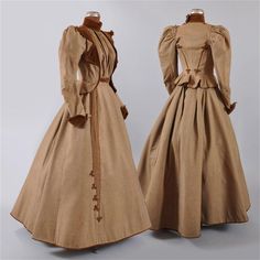 1890s Victorian Edwardian Fashion Dress Costumes Victorian Gothic Travel suit Afternoon Dress Gown 1890 Dress, 1890 Fashion, Edwardian Fashion Dresses, 1900 Fashion, Walking Dress, 1890s Fashion, 19th Century Clothing, 1800s Fashion, Victorian Costume