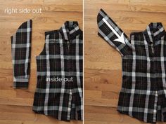 how to sew a plaid shirt with the right side cut off and left side out