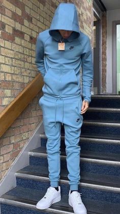 Nike Sweatsuit Outfits, Nike Tech Tracksuit, Sweatsuit Outfit, Nike Sweatsuit, Uk Drip, Black Men Fashion Urban, Fleece Outfit, Black Tracksuit