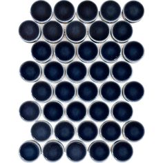 Sold Per Tile (1 Tile ≈ 0.93 Sq Ft) 2" penny tile in glossy dark navy blue ceramic. Dark blue penny tile mosaic for walls and floor. See All Portland Series Ceramic Tiles SPECIFICATIONS TILE SIZE: 13.75 x 9.75 in. (Tile Calculator) CHIP SIZE: 2 in. penny rounds SQUARE FOOT PER TILE: ≈ 0.93 sq. ft. BOXES PER PALLET: 10 pieces per box, 36 boxes per pallet (Contact for pricing) INSTALLATION: Interlocking sheets on fiber mesh backing. FINISH: Glossy MATERIAL Ceramic Ceramic is a versatile, inexpensi Navy Tile Fireplace, Penny Tile Border, Penny Tile Fireplace, Bathroom Penny Tile, Penny Tile Mosaic, Tile Bathroom Floors, Penny Tile Bathroom, Penny Tile Bathroom Floor, Blue Penny Tile