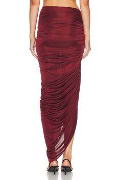 Find ATLEIN Asymmetric Ruched Skirt In Burgundy on Editorialist. Atlein Asymmetric Ruched Skirt in Burgundy 100% viscose. Made in France. Dry clean. Unlined. Pull-on styling. Drawstring ruching details. ATLF-WQ3. J08232. About the designer: Fitted Maxi Skirt With Folds For Party, Fitted Party Maxi Skirt With Folds, Party Maxi Skirt With Folds, Chic Ruched Maxi Skirt For Party, Ruched Midi Party Skirt, Chic Party Maxi Skirt With Ruched Details, Chic Draped Fitted Maxi Skirt, Asymmetrical Stretch Maxi Skirt With Ruched Details, Stretch Ruched Asymmetrical Maxi Skirt