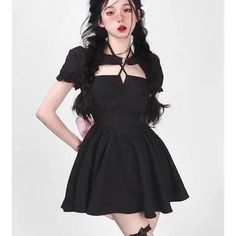 44605196370142|44605196402910|44605196435678|44605196468446 Strech Dresses, Gothic Harajuku, Goth Kawaii, Sleeve Silhouette, Elegant Gothic, Elegant Attire, Black Short Dress, Butterfly Dress, Bandage Dress