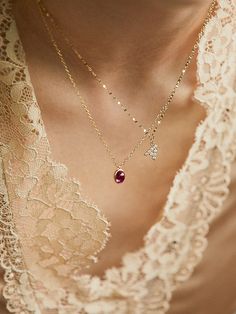 Editor's NoteAlways  anywhere  develops jewelry that can be worn harmoniously with any style- Shine and color like a real ruby- Round shaped pendant- Antique and minimal mood- Daily point item*Price may vary by optionsMeasurements (in.)- Pendant: 0.25 in. * 0.29 in.- Length: 16.14 in. (41CM) / 16.93 in. (43CM) / 17.72 in. (45CM)Composition & Care- 14K Gold  Synthetic Ruby- Avoid direct heat and moisture- Wipe off moisture and stains with a dry cloth- Keep it in a sealed bagDesigner- by N Necklace, Accessories Jewelry Necklace, Women Accessories Jewelry, Jewelry Accessories, Ruby, Moisturizer, Women Accessories, Composition, Jewelry Necklaces