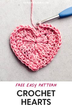 a crochet heart is shown with the text free easy pattern to make it