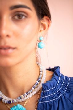 IRENE NEUWIRTH JEWELRY – Kingman Turquoise Oval Gumball Earrings – Marissa Collections Irene Neuwirth Jewelry, Turquoise Drop Earrings, Beach Earrings, Marissa Collections, Turquoise Flowers, Irene Neuwirth, Tropical Flower, Jewelry Essentials, Kingman Turquoise