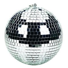 a disco ball with black and white squares on it