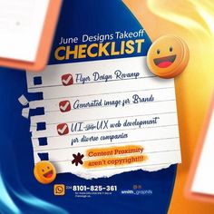 a checklist is posted on a piece of paper with an emoticive smiley face