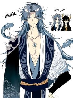 an anime character with long hair and blue eyes