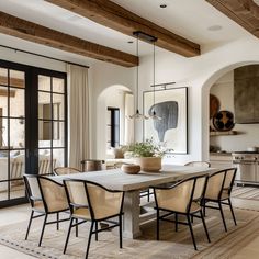 Updated farmhouse dining room trends featuring the latest in rustic dining designs Timeless Modern Farmhouse, Farmhouse Dining Room Design, Farmhouse Style Dining Room, Dark Dining Room, Dining Room Design Ideas, Boho Dining Room, Coastal Dining Room