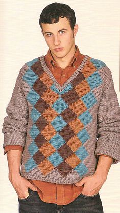 Crochet Baby Costumes, Boys Knits, Crochet Clothing And Accessories, Argyle Pattern, Crochet For Boys, Knit Stitch Patterns, Dog Coats, Men Boys