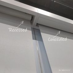 an open window with the words recessed, concealed and closed on it's side