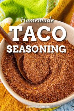 homemade taco seasoning in a bowl with a spoon