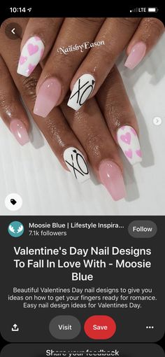 Purple And White Valentines Nails, Groovy Valentines Nails, Red And Pink Valentines Day Nails, Xoxo Nails Designs, Valentines Day Nails Squoval, February Nails Ideas Valentines Day Short, Valentine’s Day Nails Coffin, January February Nails, Cute Simple Valentines Nails Short