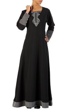 Embroidered Patchwork Abaya Dress Black Abaya With Modesty Panel For Eid, Modest Abaya With Modesty Panel For Eid, Eid Long Sleeve Niqab With Modesty Panel, Eid Modesty Panel Maxi Abaya, Long Sleeve Niqab With Modesty Panel For Eid, Everyday Abaya, Islamic Clothes, Muslim Dresses, Black Abaya