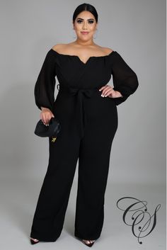 Amp up your outfit of the day with this jumpsuit. Featuring a stretch fabric with a V bar neckline and a gathered sleeve bardot design, team this with heels and a clutch bag for an occasion worthy look. Model is wearing a small Fabric: 95% Rayon 5% Spandex Hand wash cold, line dry. Do not bleach, iron or dry clean. *Inseam 29 inches Size Chart Vegas Attire For Women Plus Size, Plus Size Jumpsuit Wedding, Graduation Outfit Ideas Plus Size, Jumpsuit Long Sleeve, Stretch Jumpsuit, Jumpsuit Long, Off Shoulder Jumpsuit, Gathered Sleeves, Plus Size Jumpsuit