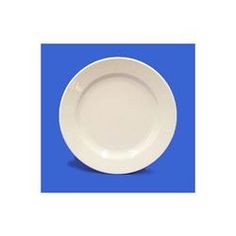 an empty white plate on a blue background