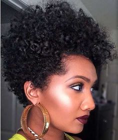 Short Curly  Tapered Natural Haircuts... I love the hair and make up Curly Hairstyles For Round Faces, Cute Short Natural Hairstyles, Short Curly Hairstyles, Texturizer On Natural Hair, Afro Hair