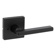 the door handle is black and has a square design