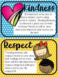 two posters with the words respect and kindness