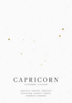 the cover of capricorn, with gold stars in the sky and on top of it