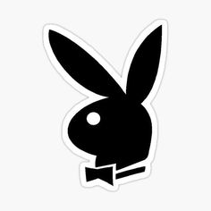 a black rabbit sticker with an arrow in it's ear and the word bunny on