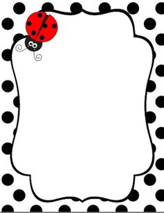 a ladybug is sitting on the corner of a polka doted paper sheet